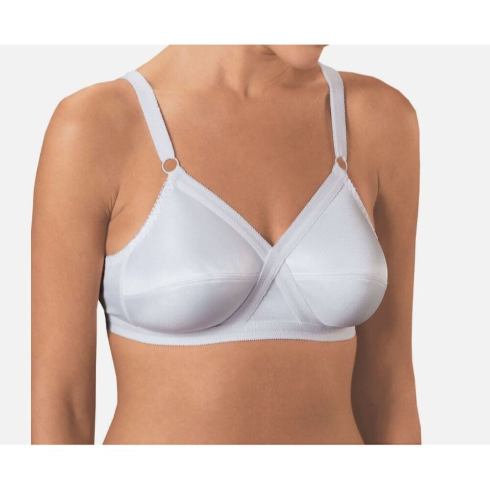 National Cotton Cross And Shape Bra-Sz 38C-White-Wireless-Stretch-Adjustable-NEW